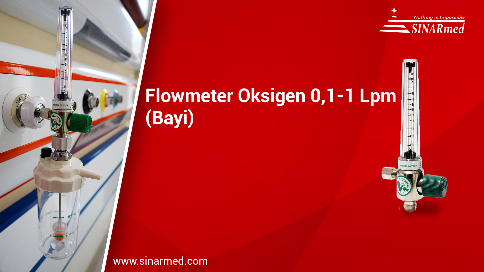 Flowmeter Oksigen 0,1-1 Lpm (Bayi) / Flowmeter Gas Medis / Respirometer / Regulator Oksigen